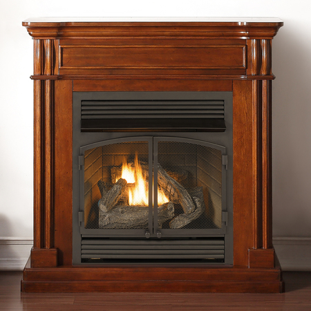 DULUTH FORGE Dual Fuel Ventless Gas Fireplace With Mantel - 32,000 Btu, T-Stat DFS-400T-1AT